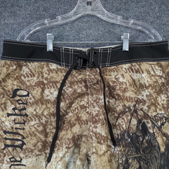 Appreme Mens Board Shorts Multi Size XL Death To The Wicked Polyester - Picture 6 of 12